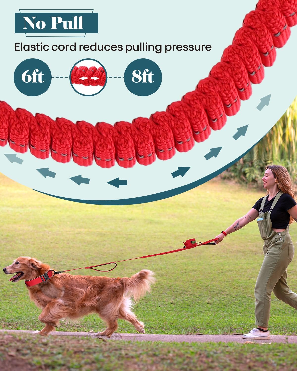 Reflective Red Service Dog In Training Vest Harness Leash Set For Medium Large Dogs, Adjustable Heavy Duty Padded Dog Harness, W
